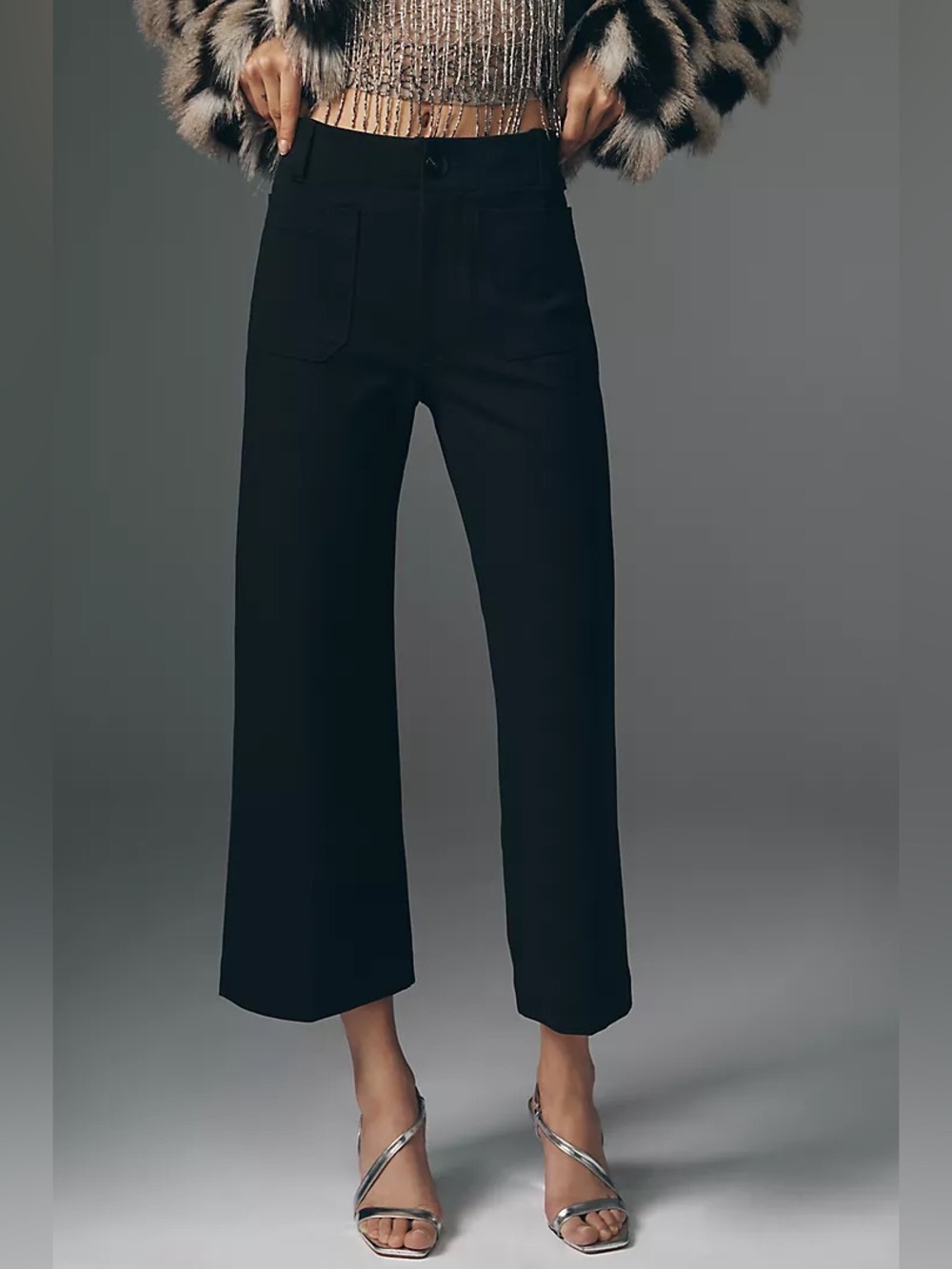 Anthropologie Maeve The Colette Ponte Crop Wide Leg Pants Black size 27
